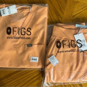 FIGS Catarina/Yola Scrub Set – Shaka Orange – M Top / S Pants – NWT